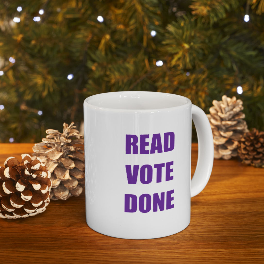 READ VOTE DONE PURPLE Ceramic Mug, (11oz, 15oz)