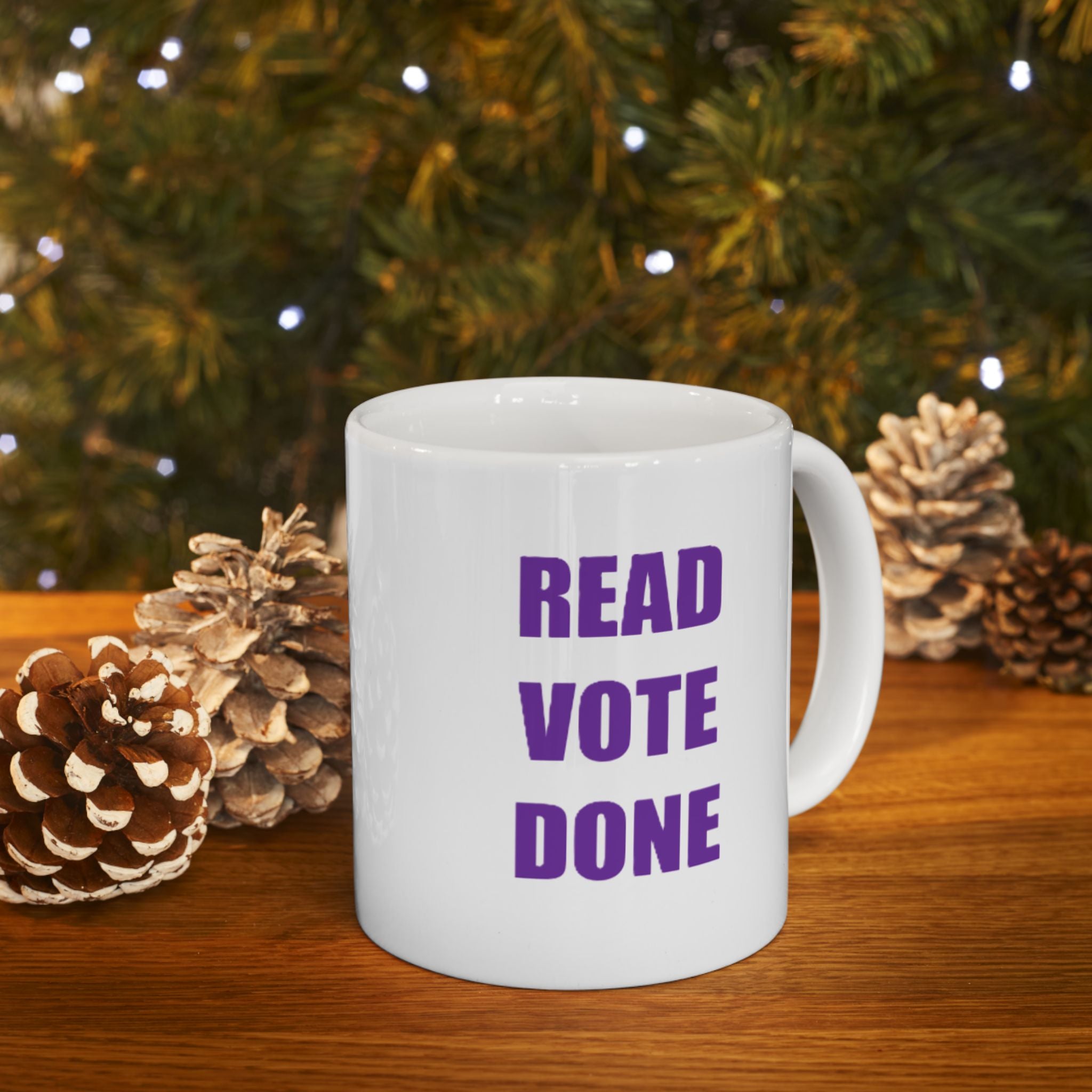 READ VOTE DONE PURPLE Ceramic Mug, (11oz, 15oz)