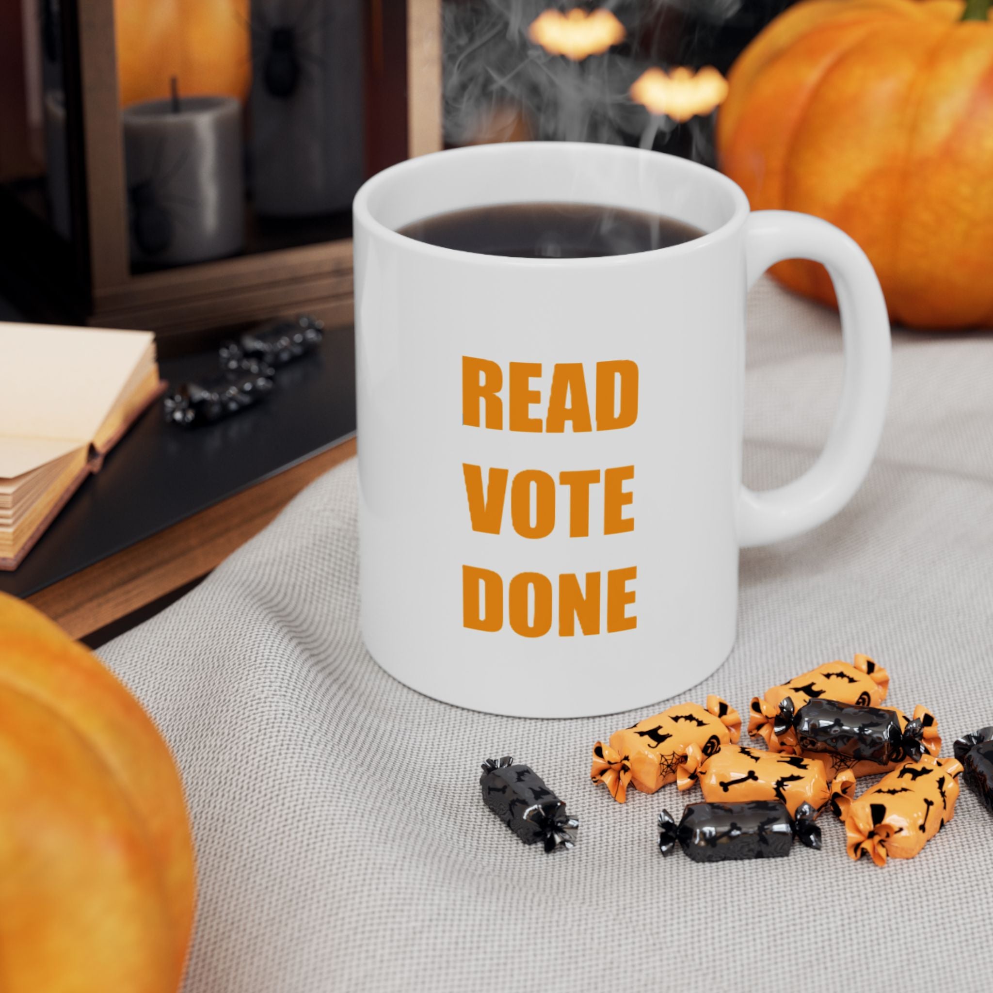 READ VOTE DONE AMBER Ceramic Mug, (11oz, 15oz)