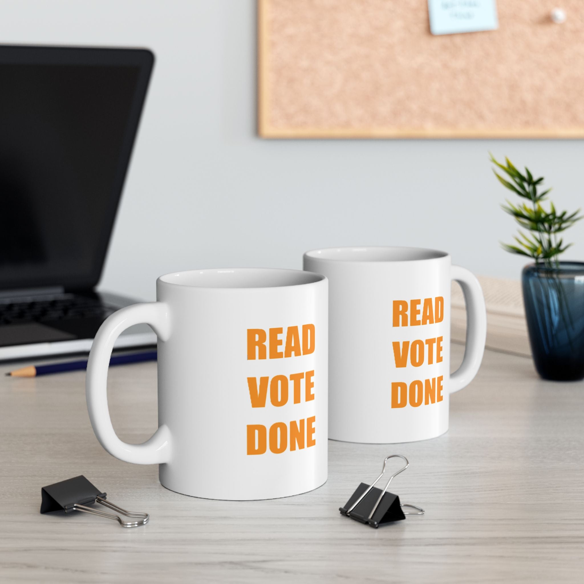 READ VOTE DONE AMBER Ceramic Mug, (11oz, 15oz)