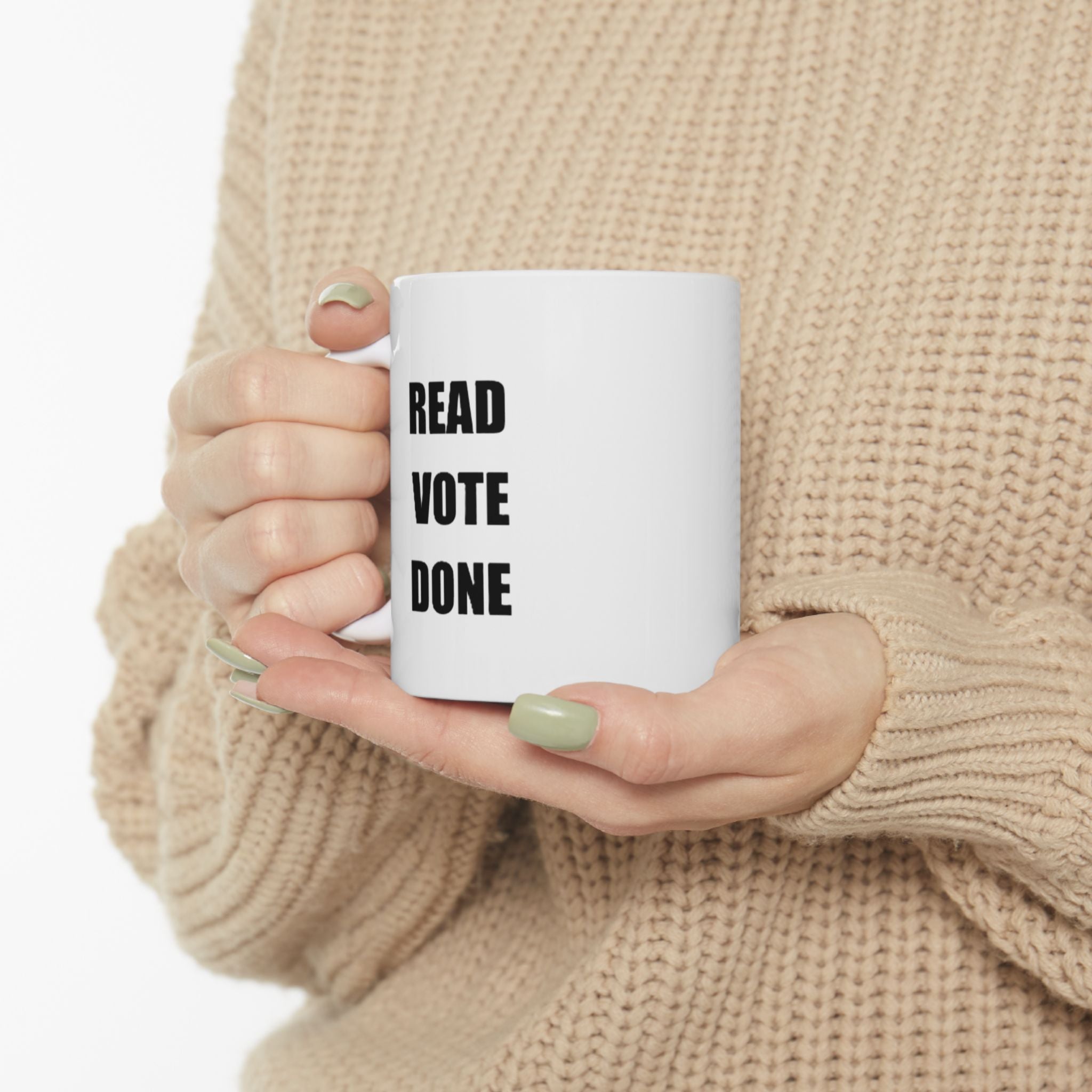 READ VOTE DONE BLACK Ceramic Mug, (11oz, 15oz)