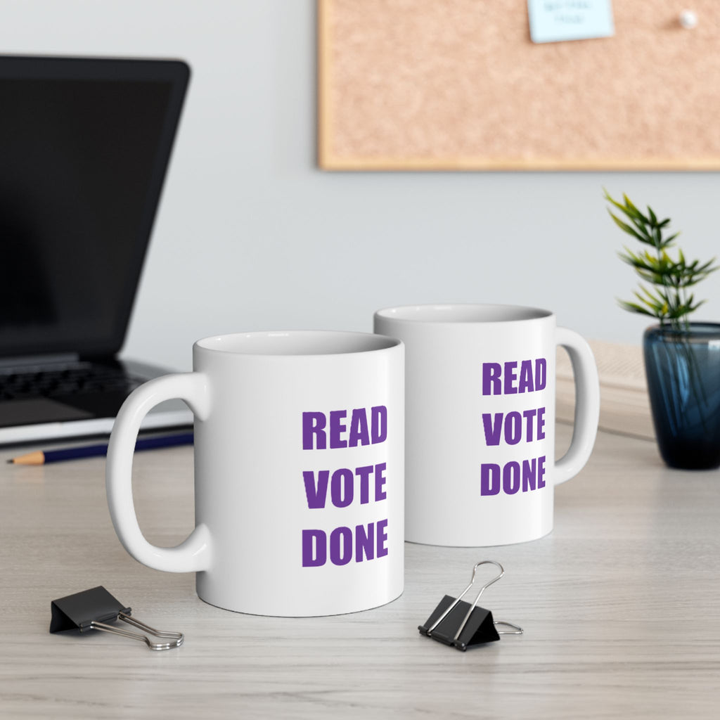READ VOTE DONE PURPLE Ceramic Mug, (11oz, 15oz)