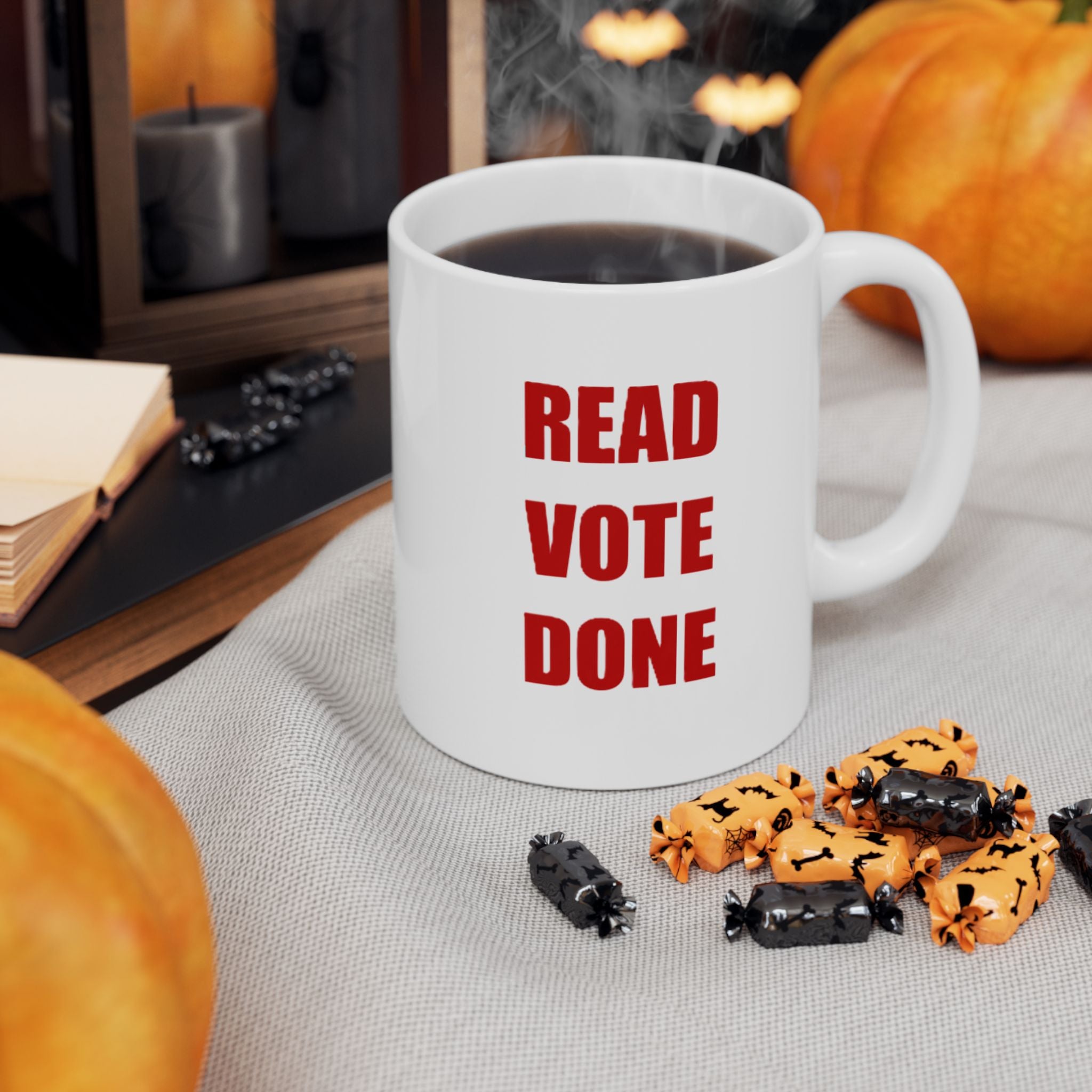 READ VOTE DONE RED Ceramic Mug, (11oz, 15oz)