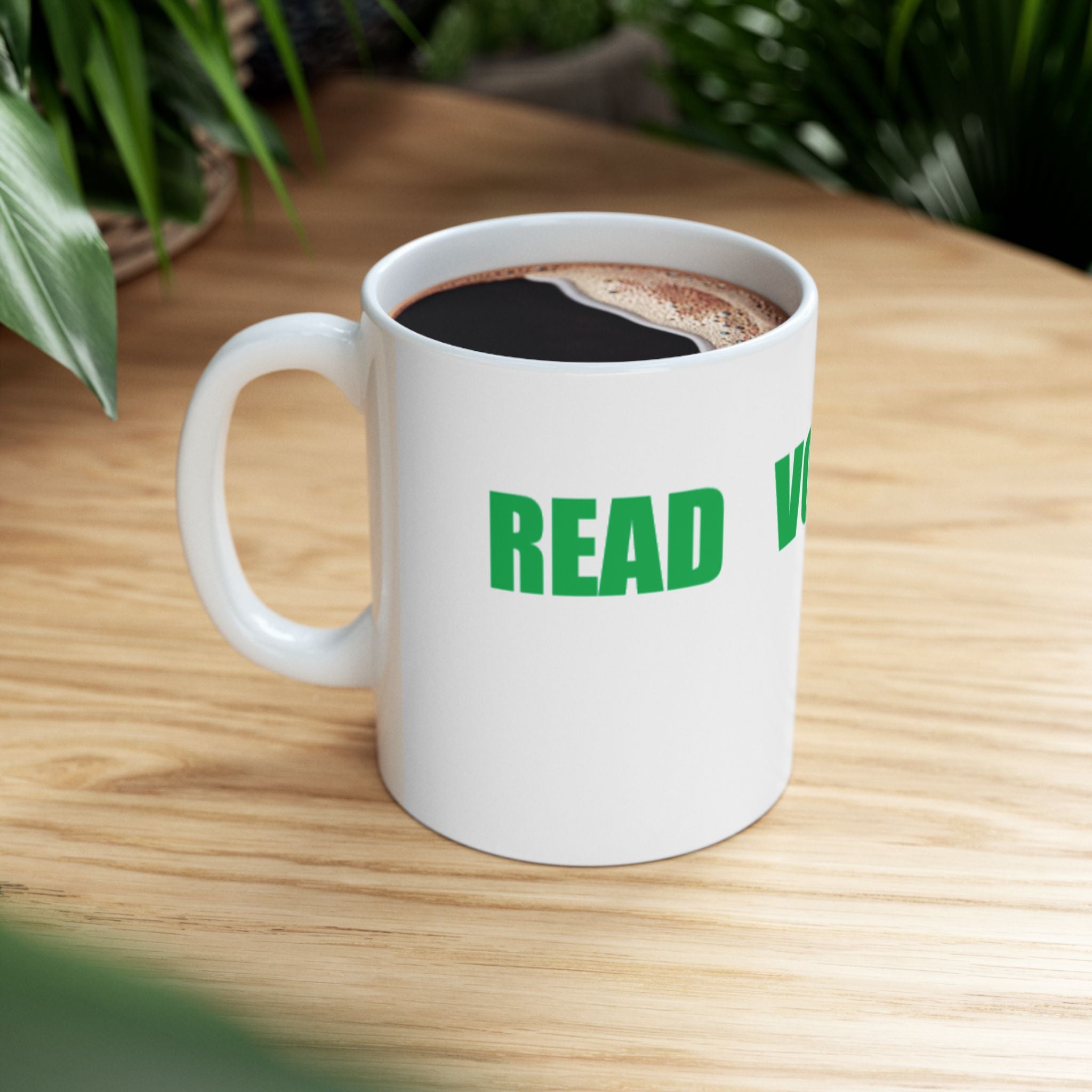 READ VOTE DONE HORIZON GREEN Ceramic Mug, (11oz, 15oz)