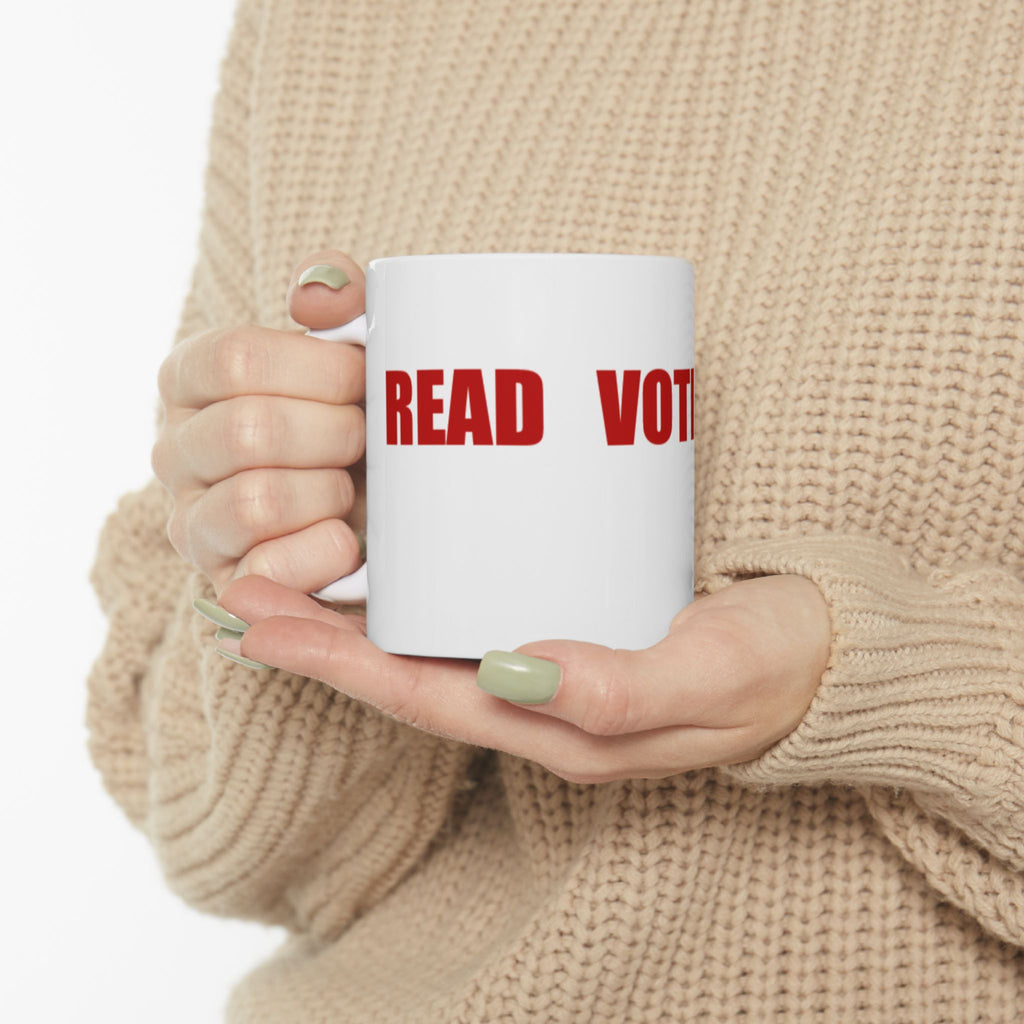 READ VOTE DONE HORIZON RED Ceramic Mug, (11oz, 15oz)