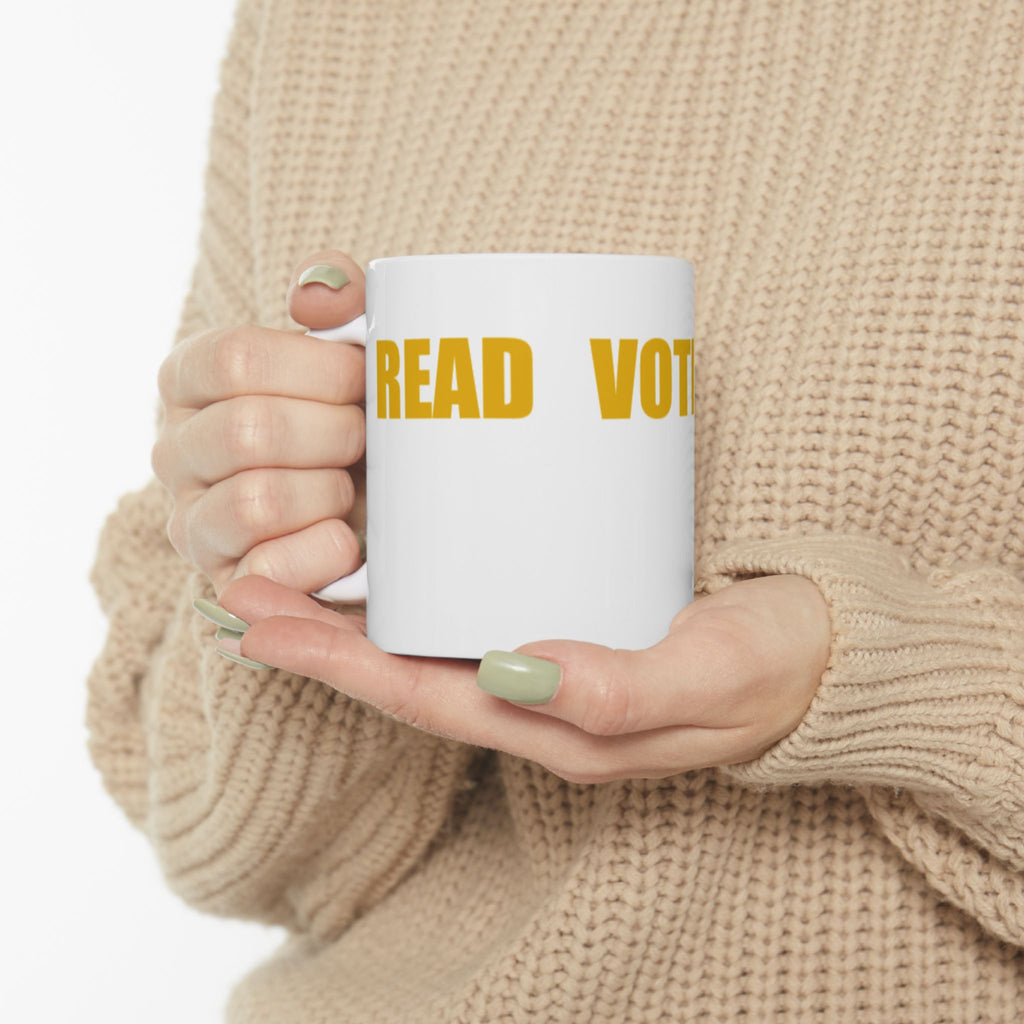 READ VOTE DONE HORIZON AMBER Ceramic Mug, (11oz, 15oz)