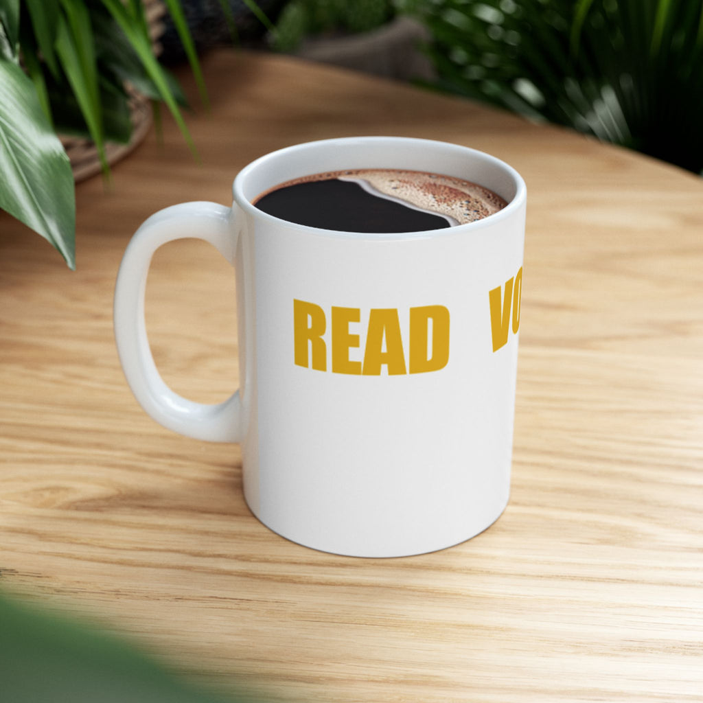 READ VOTE DONE HORIZON AMBER Ceramic Mug, (11oz, 15oz)