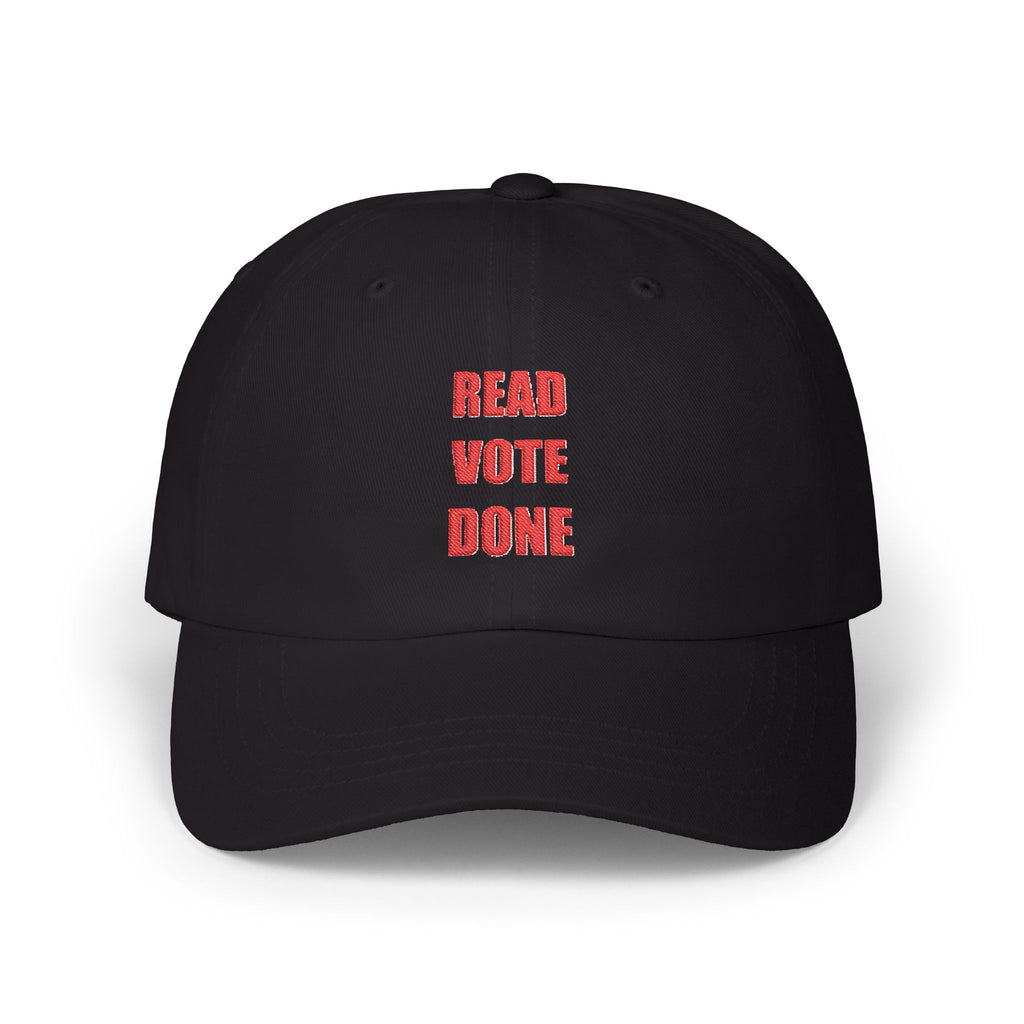 READ VOTE DONE RED Classic Dad Cap