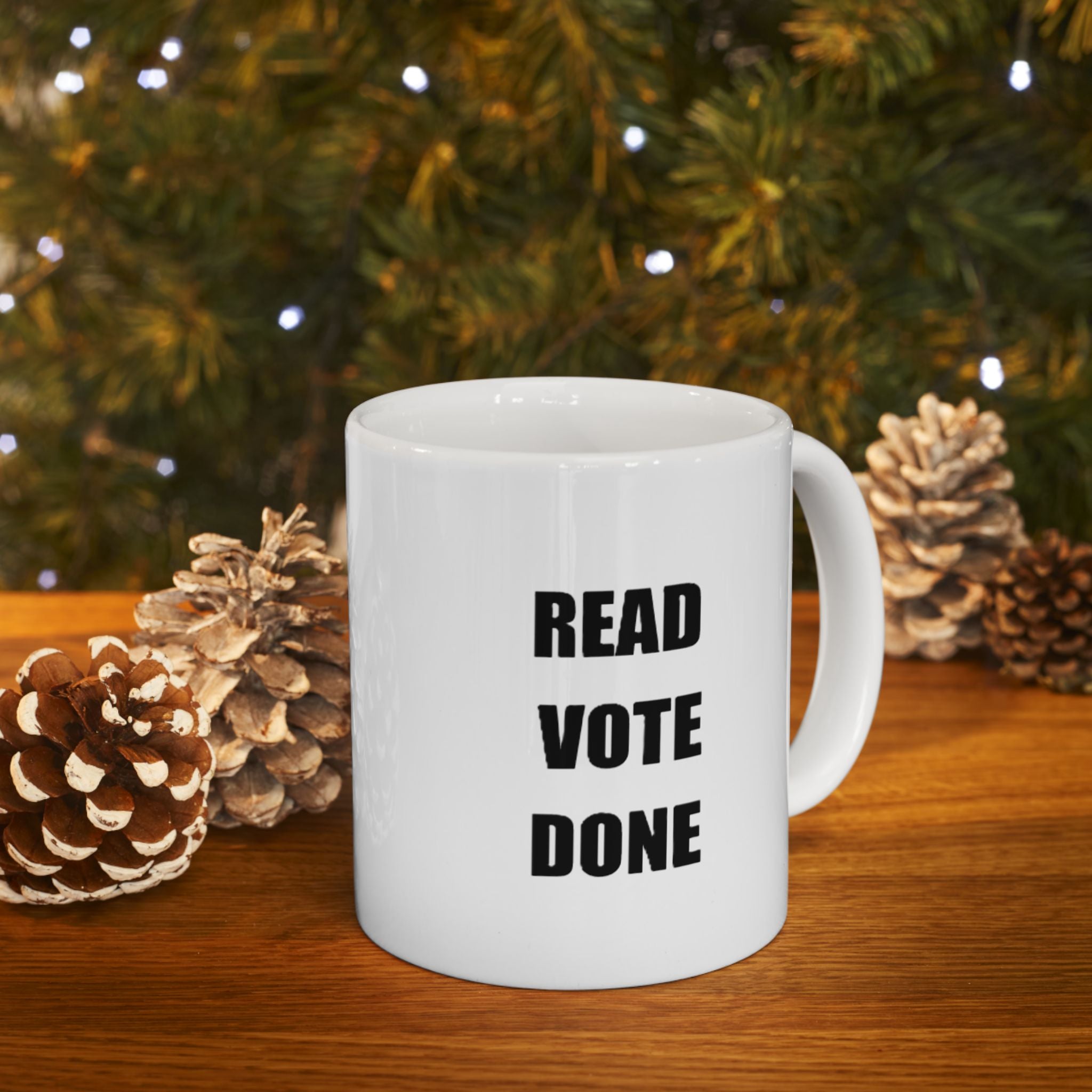 READ VOTE DONE BLACK Ceramic Mug, (11oz, 15oz)