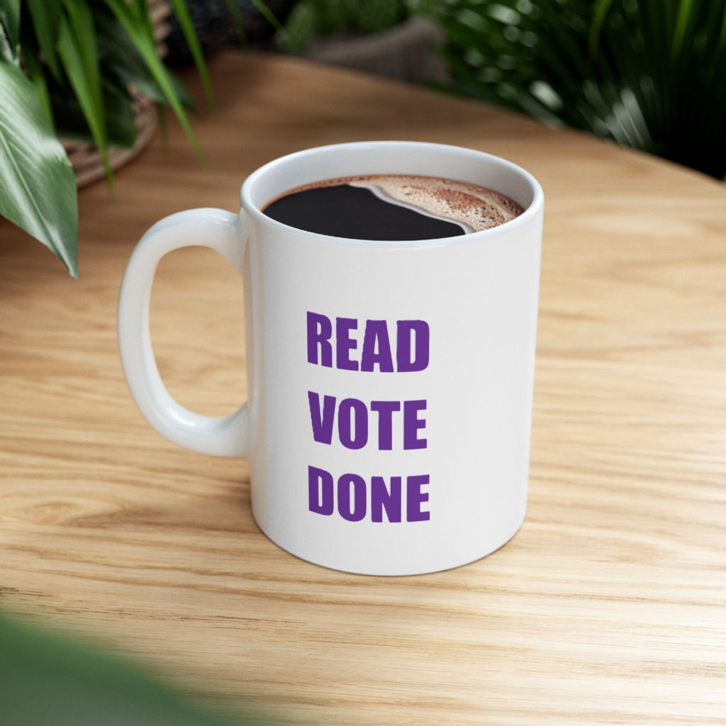 READ VOTE DONE PURPLE Ceramic Mug, (11oz, 15oz)