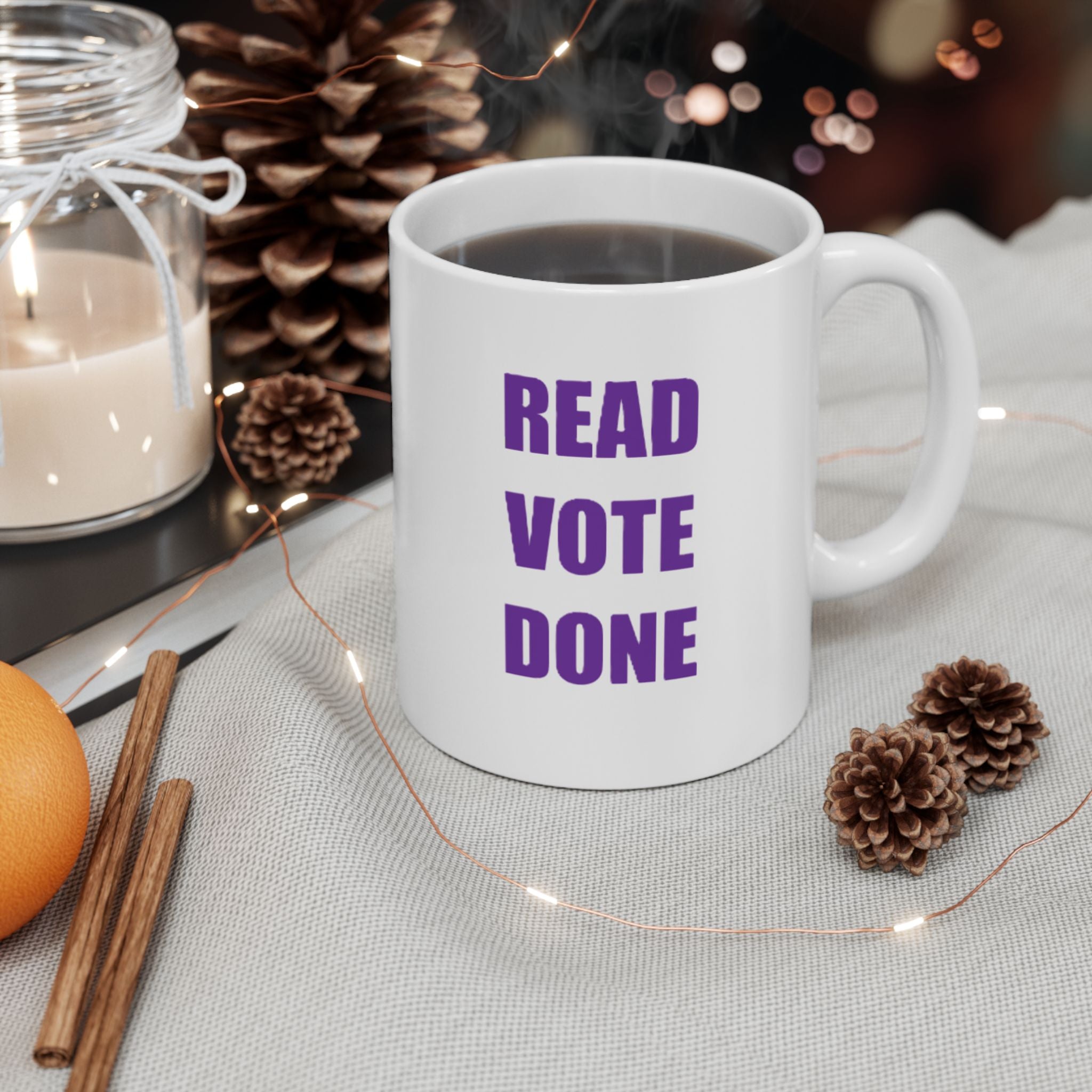 READ VOTE DONE PURPLE Ceramic Mug, (11oz, 15oz)