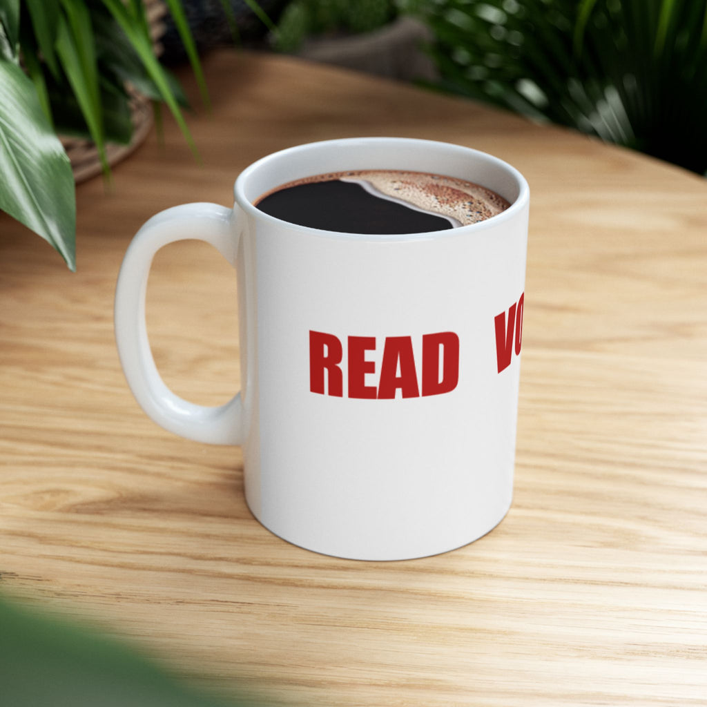 READ VOTE DONE HORIZON RED Ceramic Mug, (11oz, 15oz)